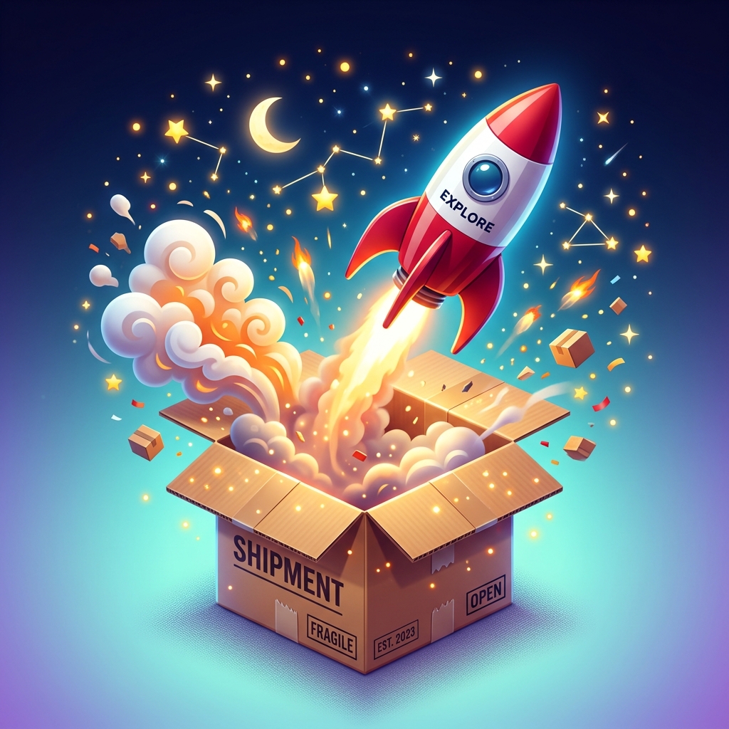 3D Rocket Launch Illustration